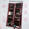 La Bella 146cm Mirror Jewellery Cabinet Storage Organiser LUVO – Walnut