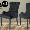 La Bella French Provincial Dining Chair Ring Studded Lisse Velvet Rubberwood