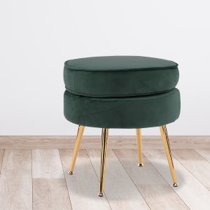 La Bella Shell Scallop Lounge Chair Accent Velvet – Green, Footstool