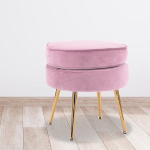 La Bella Shell Scallop Lounge Chair Accent Velvet – Pink, Footstool