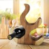 Wine Rack Carved Wood Wine Storage-Acacia Wood handcrafted – 3 Bottle