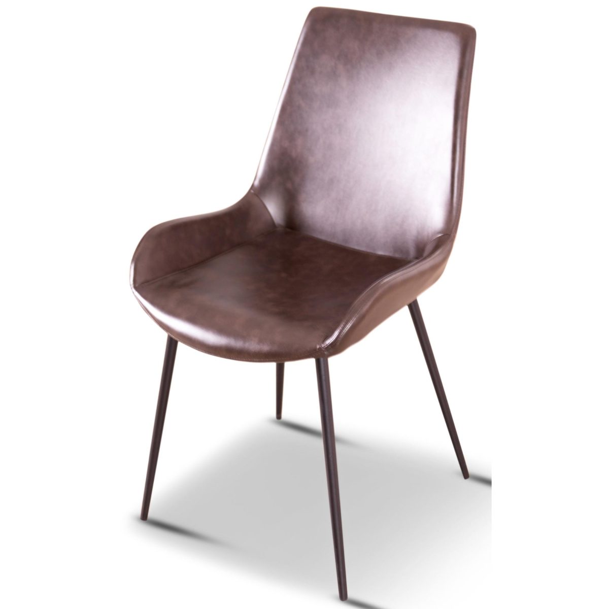 Brando PU Leather Upholstered Dining Chair Metal Leg – Brown – 2