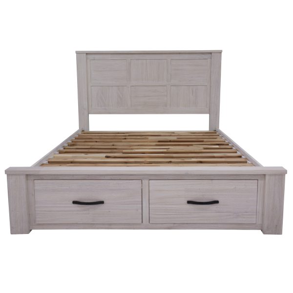 Americus Bed Frame Size Timber Mattress Base With Storage Drawers – White