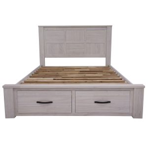 Foxglove Bed Frame Size Timber Mattress Base With Storage Drawers – White – DOUBLE