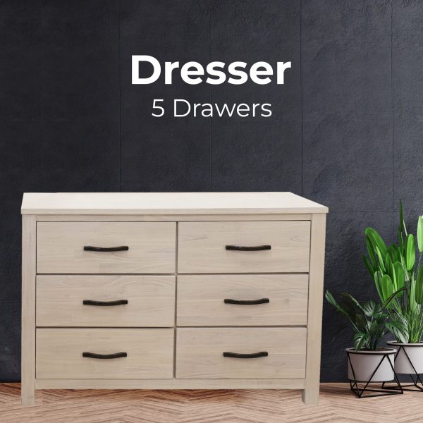 Dresser 6 Chest of Drawers Solid Wood Tallboy Storage Cabinet – White