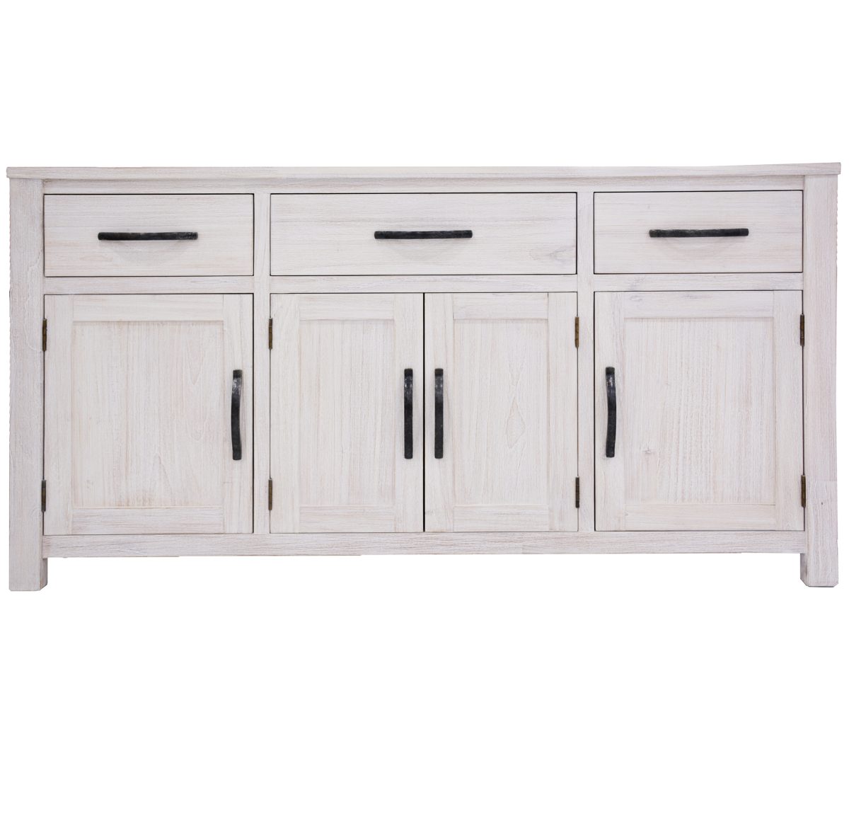 Foxglove Buffet Table 158cm 4 Door 3 Drawer Solid Mt Ash Timber Wood – White