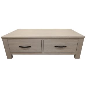 Foxglove Coffee Table 127cm 2 Drawer Solid Mt Ash Timber Wood – White