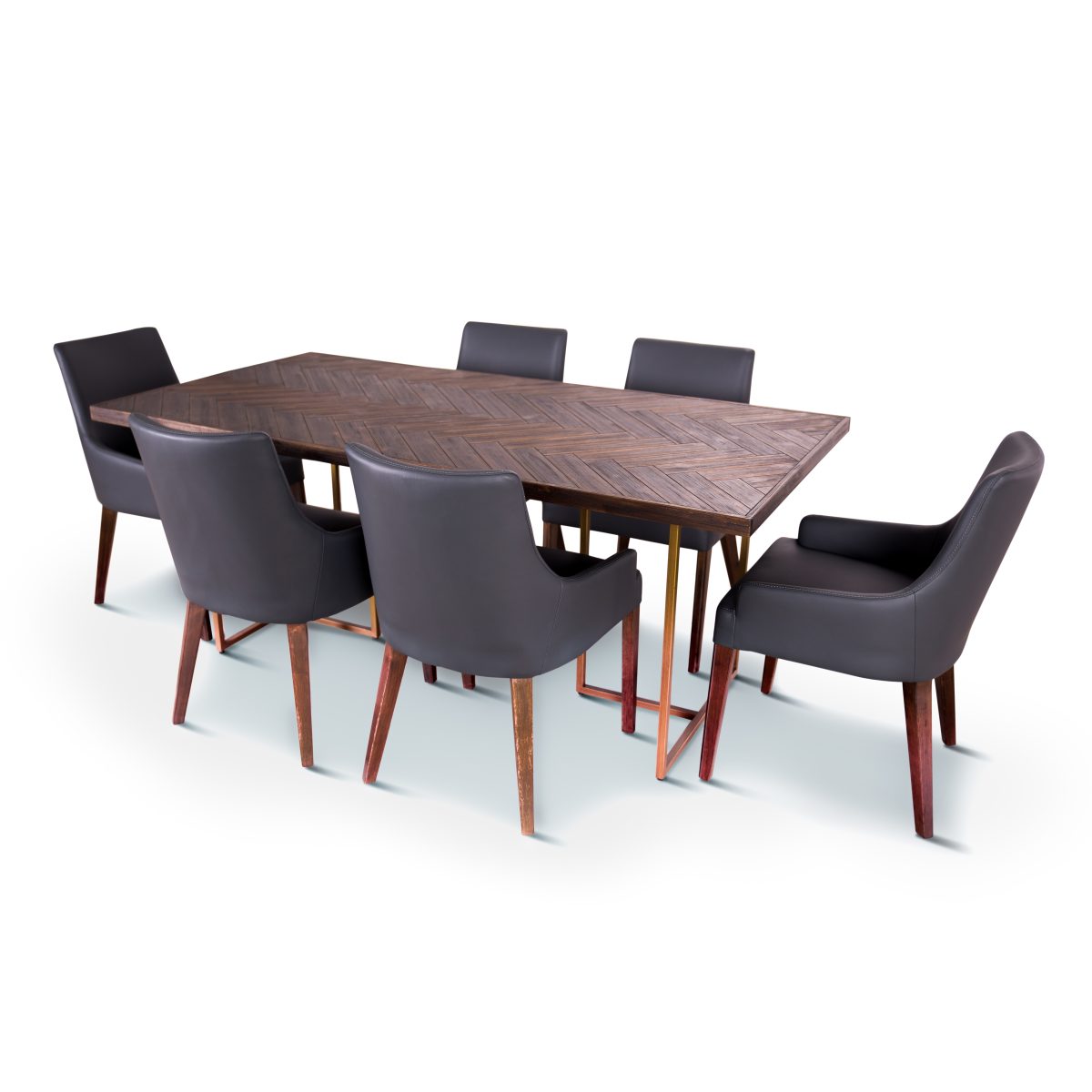 Tuberose Dining Table 180cm Solid Acacia Wood Home Herringbone Parquet – Brown