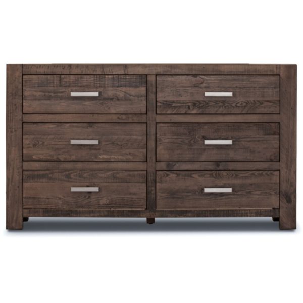 Dresser 6 Chest of Drawers Solid Pine Wood Storage Cabinet – Grey Stone