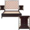 Scarlet 4pc Bed Frame Bedroom Suite Timber Bedside Tallboy Package Set – KING