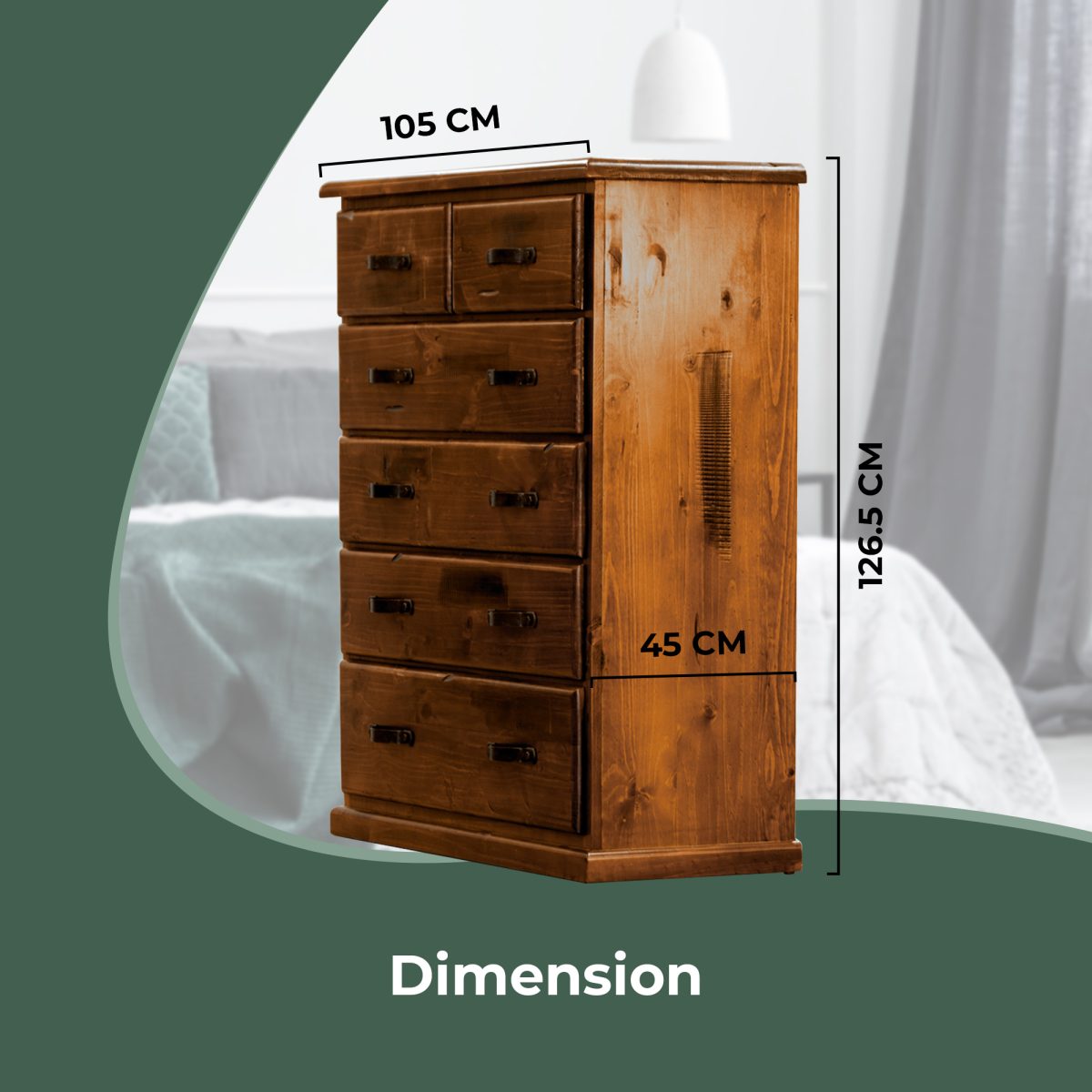 Umber Tallboy 6 Chest of Drawers Solid Pine Wood Storage Cabinet – Dark Brown