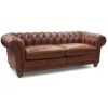Sonny Genuine Leather Sofa Chestfield Lounge Couch – Butterscotch – 3 Seater
