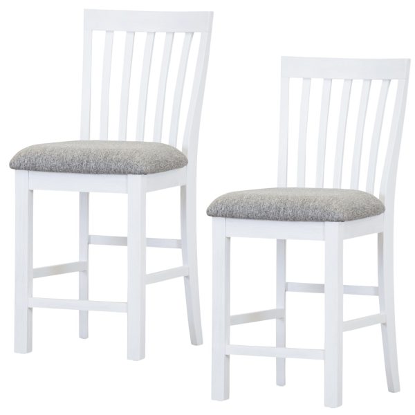 Laelia Tall Bar Chair Stool Solid Acacia Wood Coastal Furniture – White