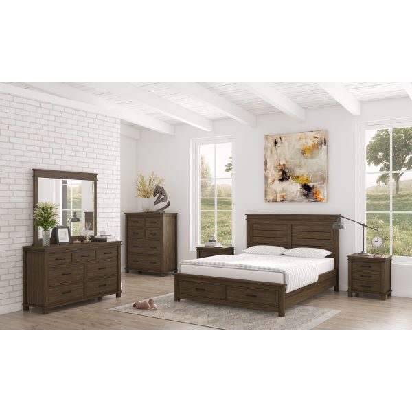 Barna Bed Frame Timber Mattress Base With Storage Drawers -Rustic Grey