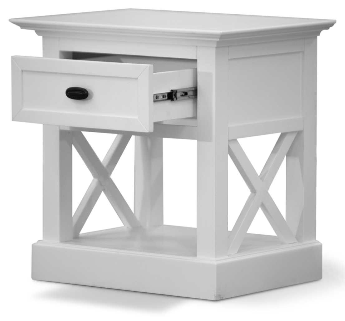 Beechworth Bedside Tables 1 Drawer Storage Cabinet Shelf Side End Table – White