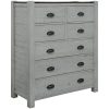 Erica Tallboy Chest of Drawers Solid Acacia Timber Wood Cabinet Brown White – 7 Drawers