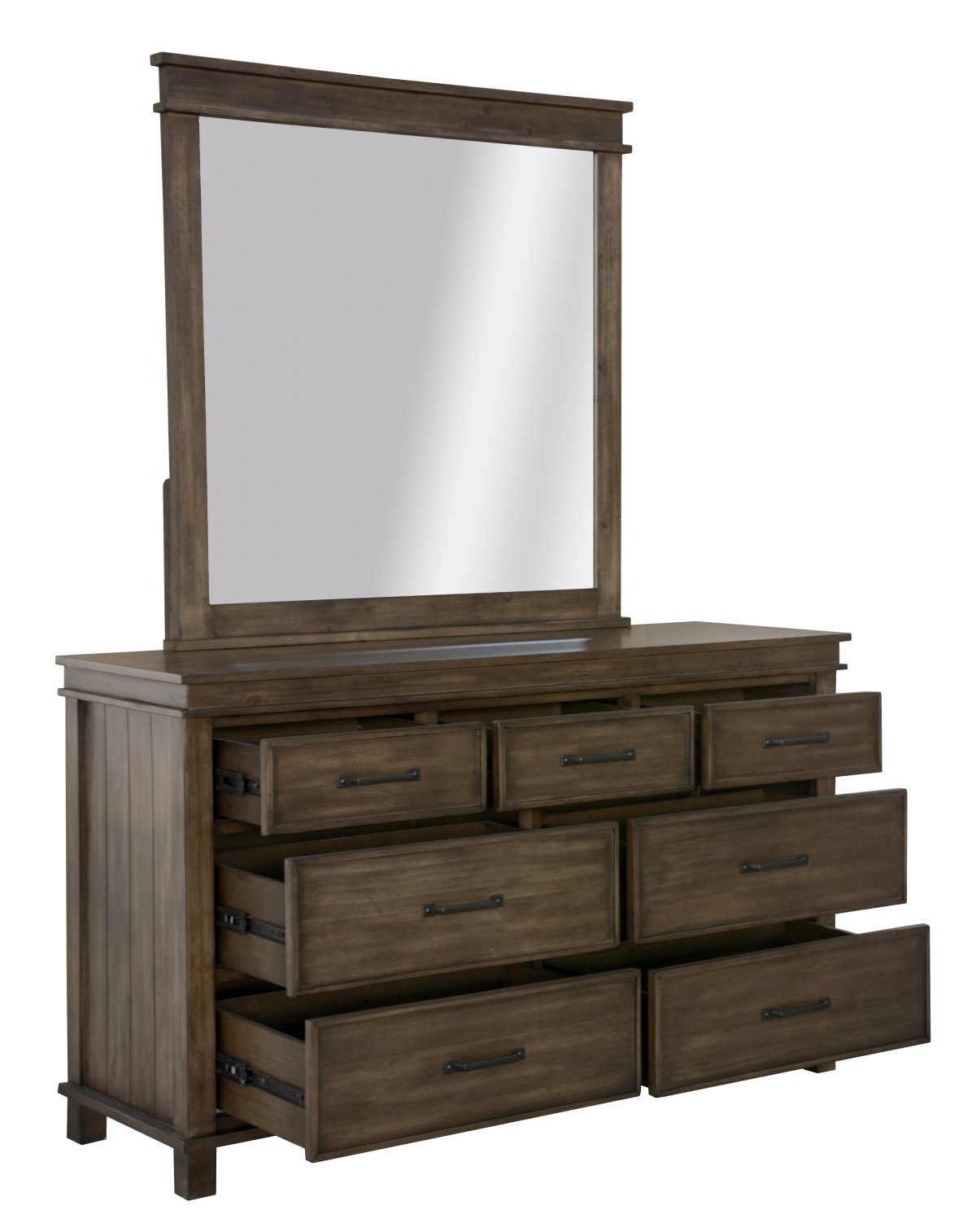 Lily Dresser Mirror 7 Chest of Drawers Tallboy Storage Cabinet – Rustic Grey