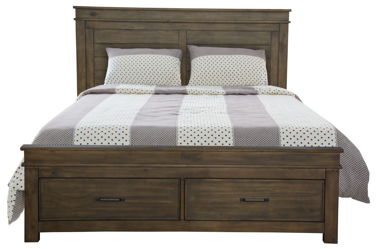 Lily 4pc Suite Bedside Tallboy Bedroom Furniture Package – Rustic Grey – KING