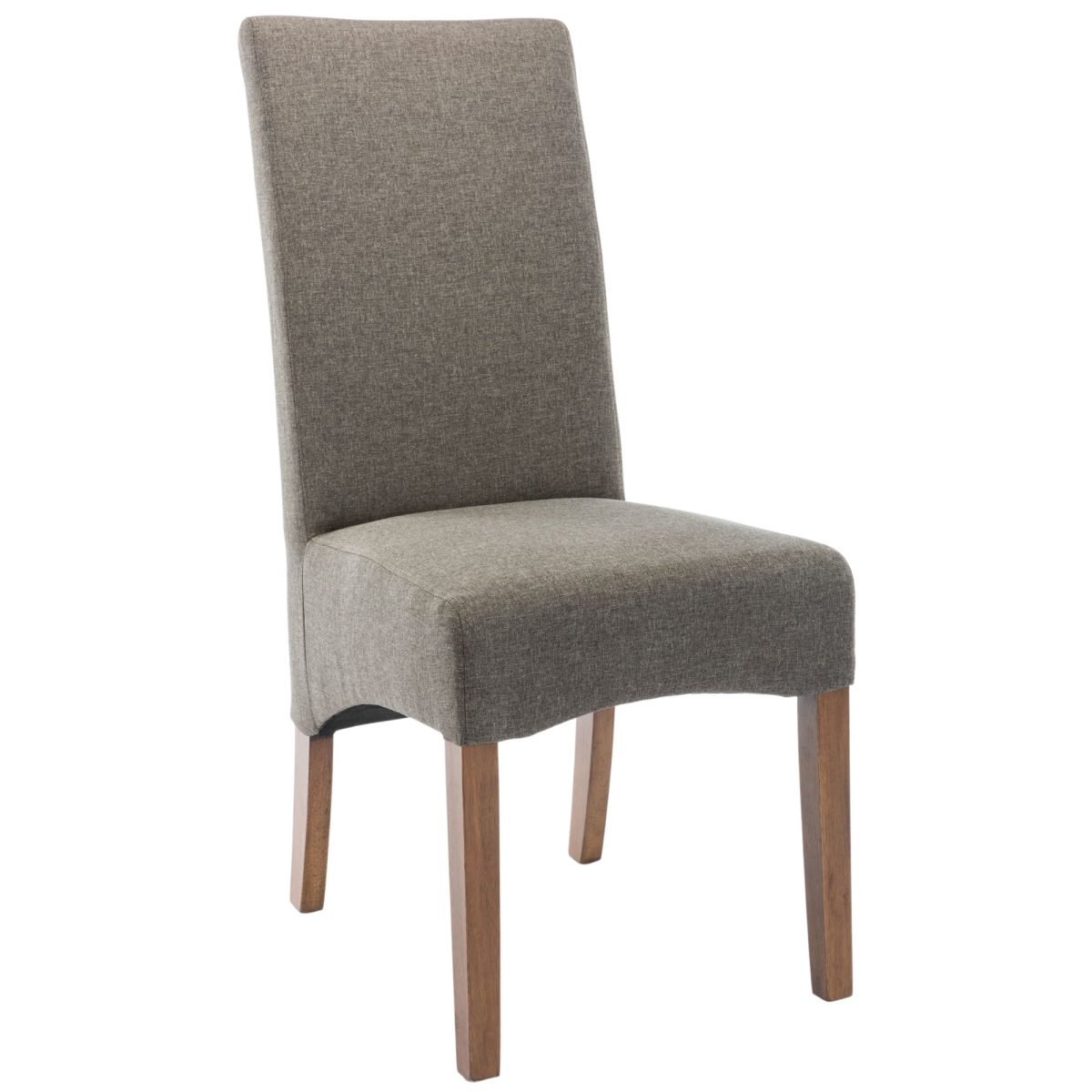 Aksa Fabric Upholstered Dining Chair Solid Pine Wood Furniture – Grey – 2