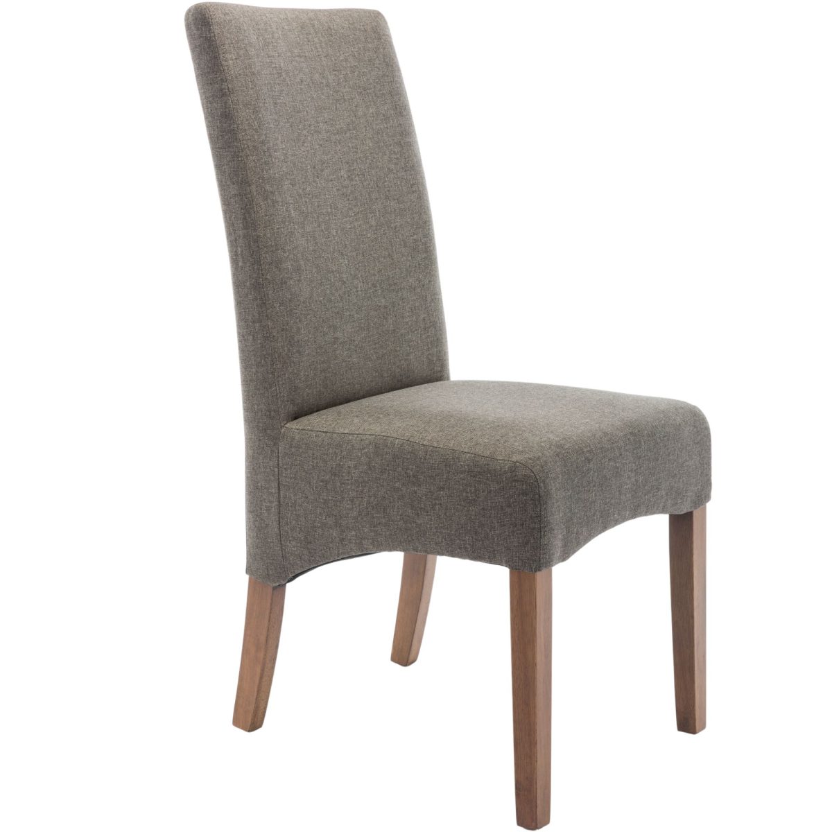 Aksa Fabric Upholstered Dining Chair Solid Pine Wood Furniture – Grey – 2