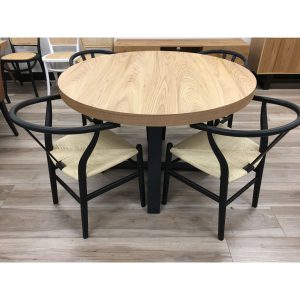 Petunia  Dining Table Elm Timber Wood Black Metal Leg – Natural – 120x120x76 cm