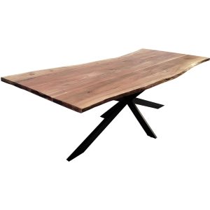 Lantana Dining Table Live Edge Solid Acacia Timber Wood Metal Leg -Natural – 240x105x76 cm