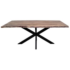 Lantana Dining Table Live Edge Solid Acacia Timber Wood Metal Leg -Natural – 180x95x76 cm