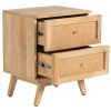 Olearia  Bedside Table Drawer Storage Cabinet Solid Mango Wood Rattan Natural – 2 Drawer