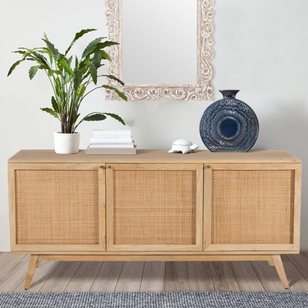 Olearia Buffet Table Door Solid Mango Wood Storage Cabinet Natural