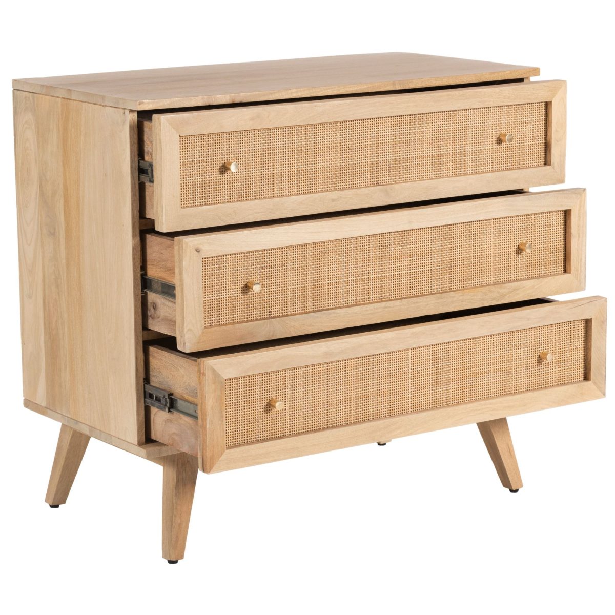 Olearia  Storage Cabinet Buffet Chest of Drawer Mango Wood Rattan Natural – 85x45x80 cm