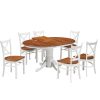 Lupin 7pc Dining Set 150cm Extendable Pedestral Table 4 Timber Chair – White Oak