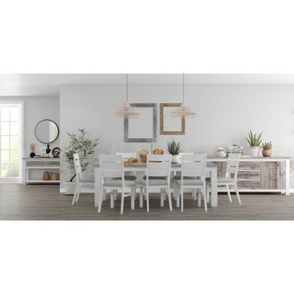 Plumeria Dining Table Solid Acacia Wood Home Dinner Furniture -White Brush