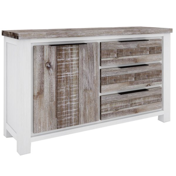 Plumeria Buffet Table Door Drawer Solid Acacia Timber – White Brush