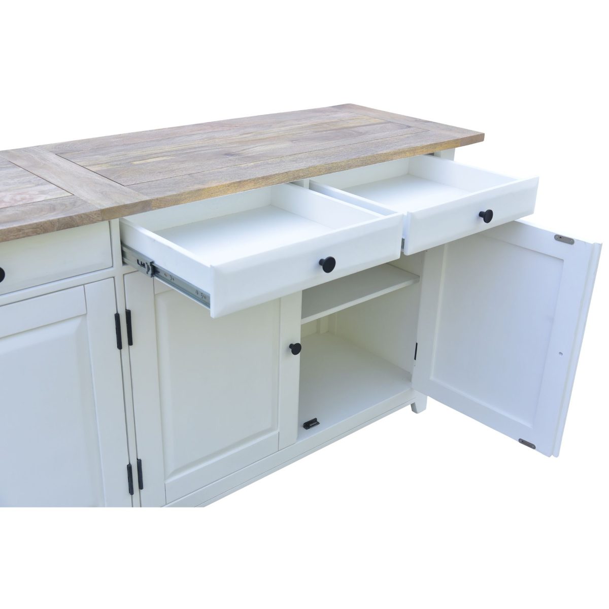 Lavasa Buffet Table Doors Drawers Solid Mango Wood Farmhouse Furniture – 208x50x85 cm