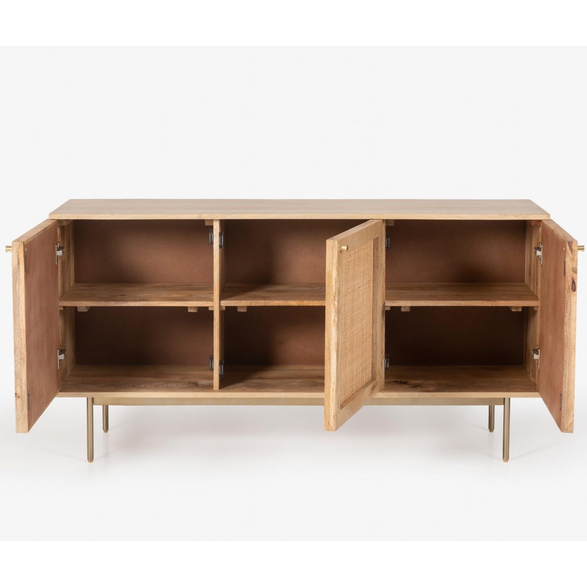 Martina Buffet Table Sideboard Door Solid Mango Wood Storage Cabinet – 145x40x75 cm