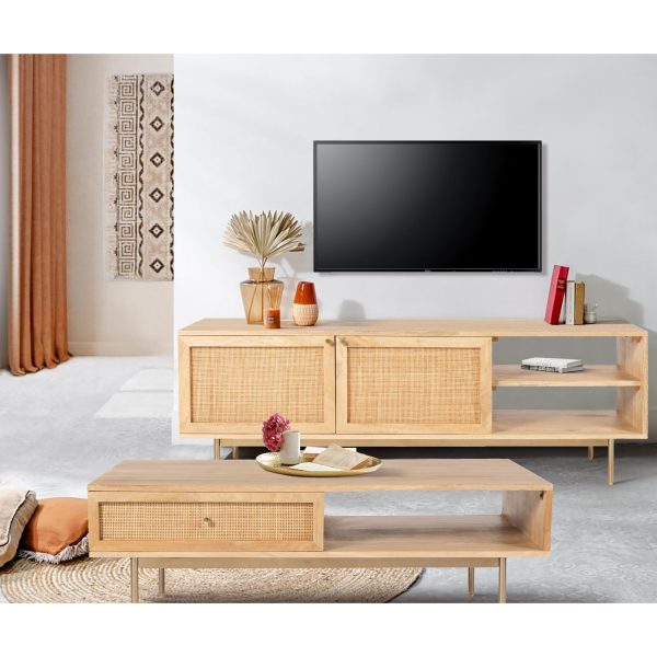 Harwood ETU Entertainment TV Unit Solid Mango Wood Rattan Furniture