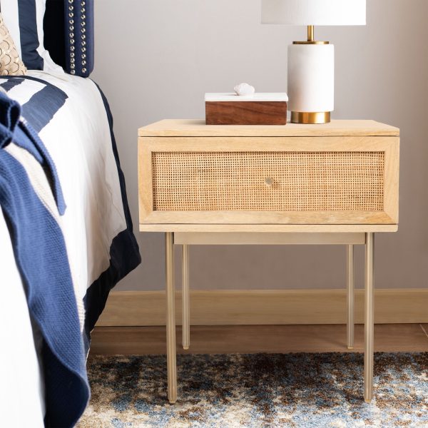 Tanque Bedside Table Drawer Storage Cabinet Solid Mango Wood Rattan