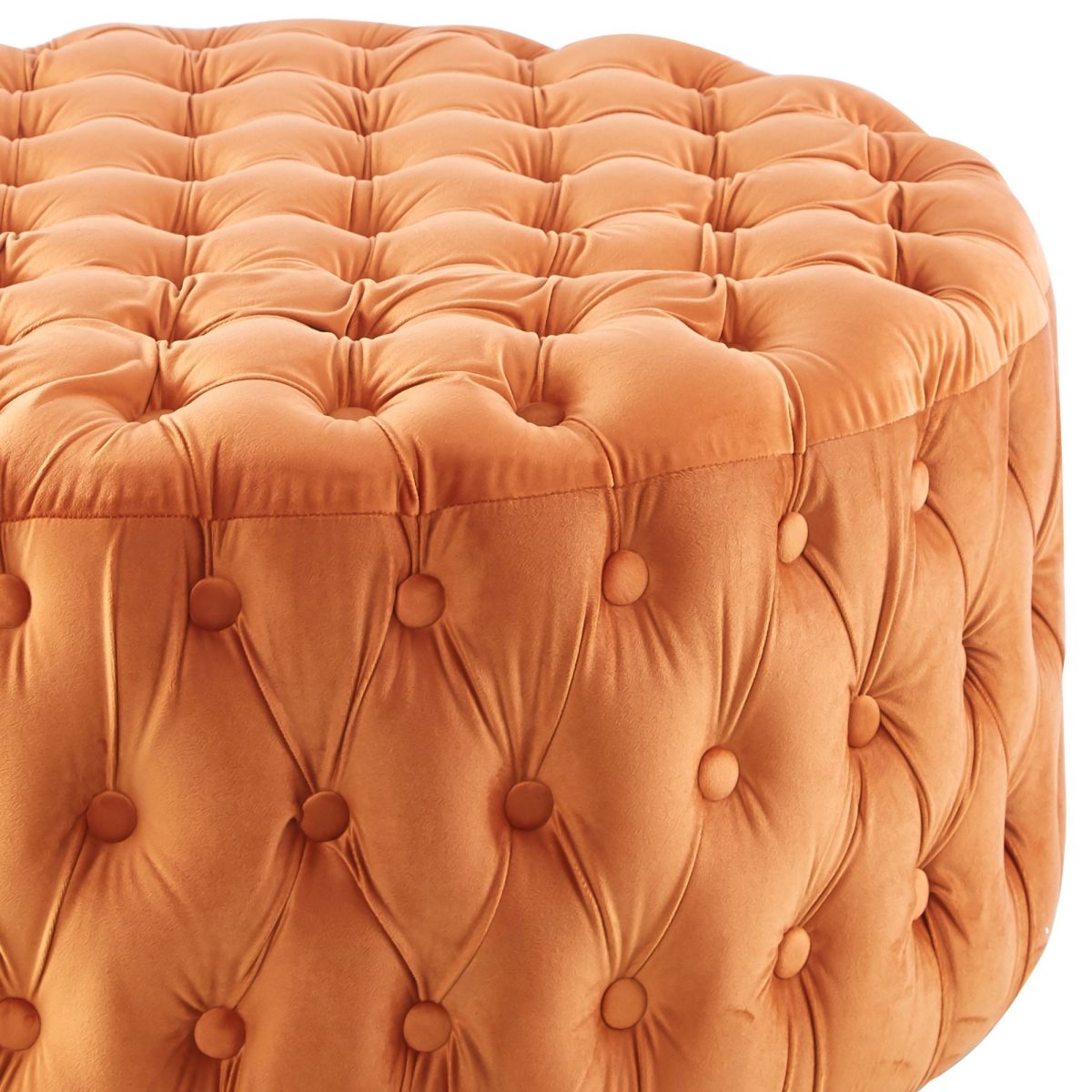 Cosmos Tufted Velvet Fabric Round Ottoman Footstools – Cinnamon