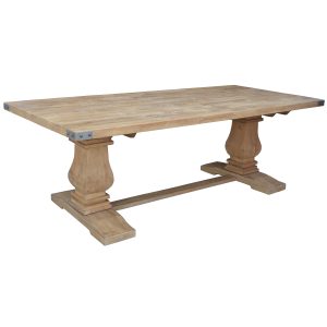 Gloriosa Dining Table Pax Pedestal Solid Mango Timber Wood – Honey Wash – 230x100x76.5 cm