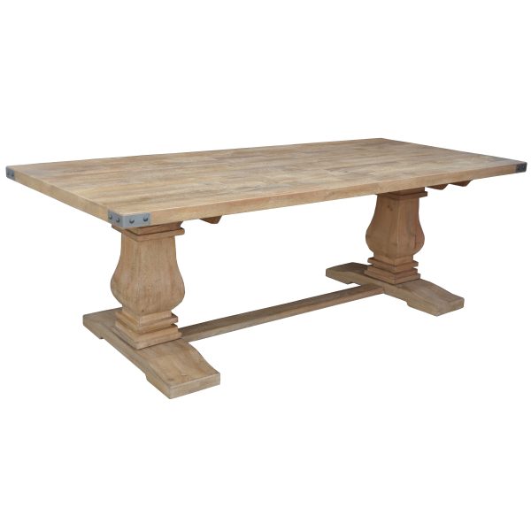Gloriosa Dining Table Pax Pedestal Solid Mango Timber Wood – Honey Wash