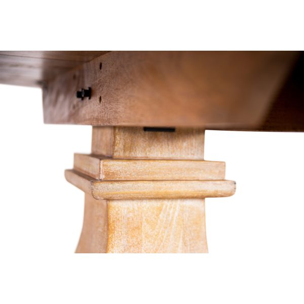 Gloriosa Dining Table Pax Pedestal Solid Mango Timber Wood – Honey Wash