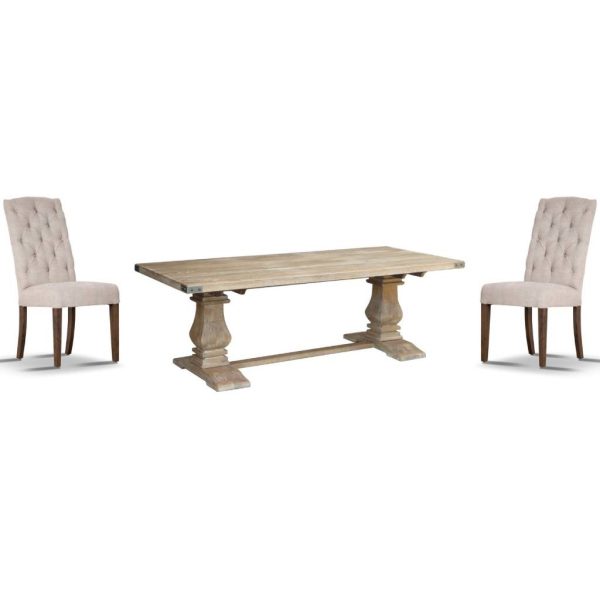 Gloriosa Dining Set Table 10 Beige Chair Mango Wood – Honey Wash