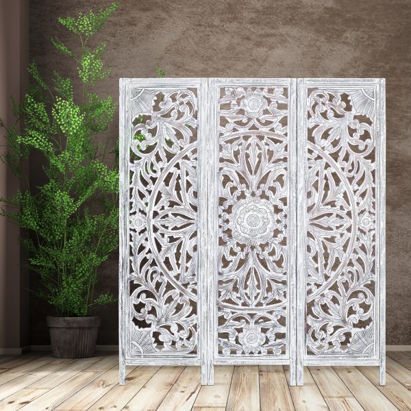 Bredbury 3 Panel Room Divider Screen Privacy Shoji Timber Wood Stand – White