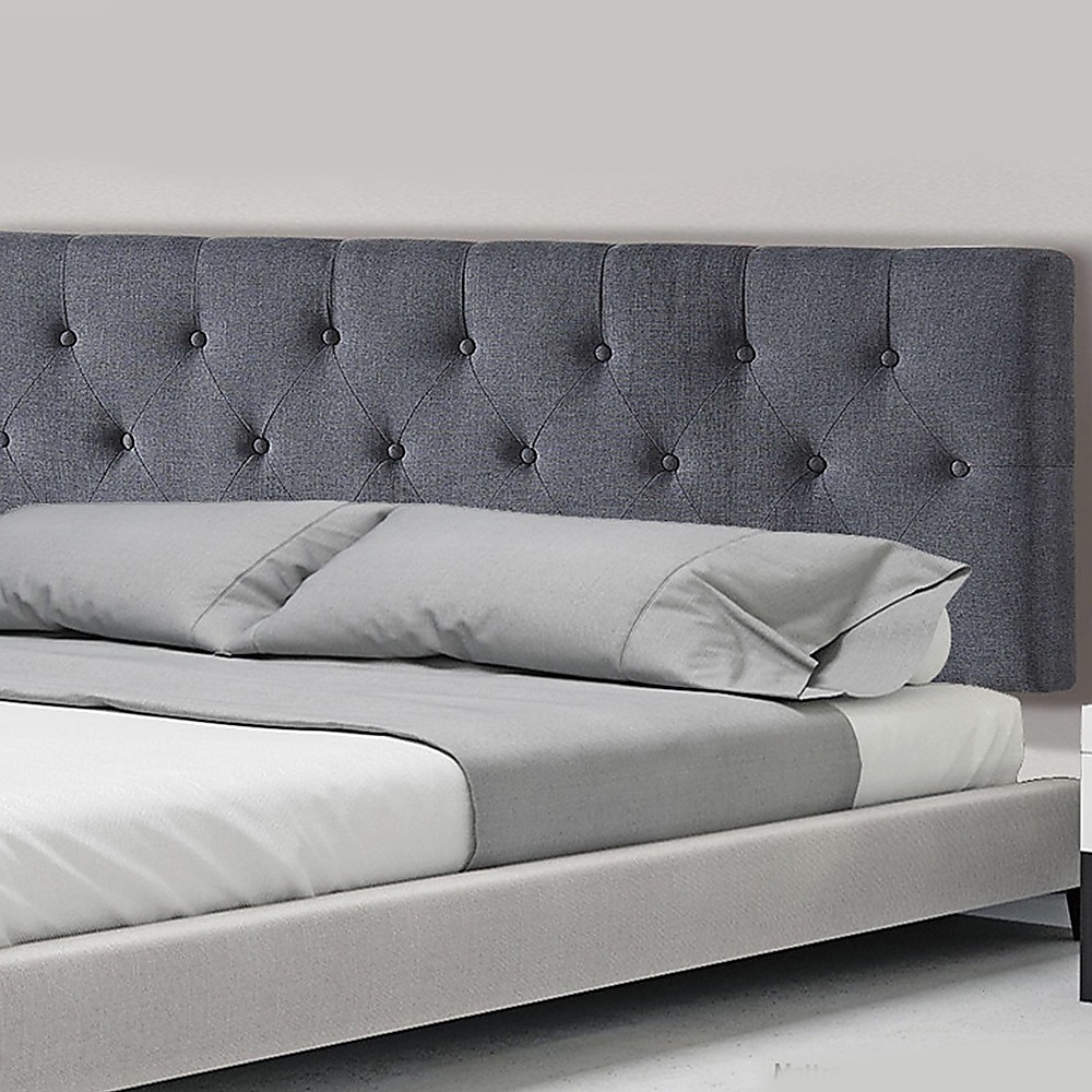 Linen Fabric Queen Bed Deluxe Headboard Bedhead – Grey