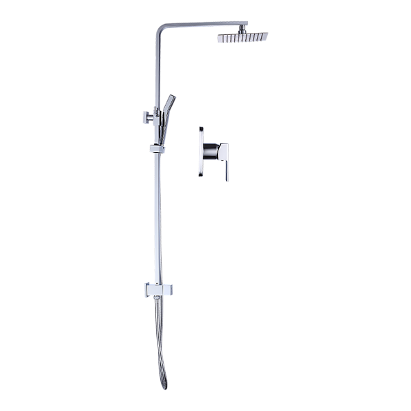 WELS 8″ Rain Shower Head Set Square Dual Heads Faucet High Pressure With Mixer.