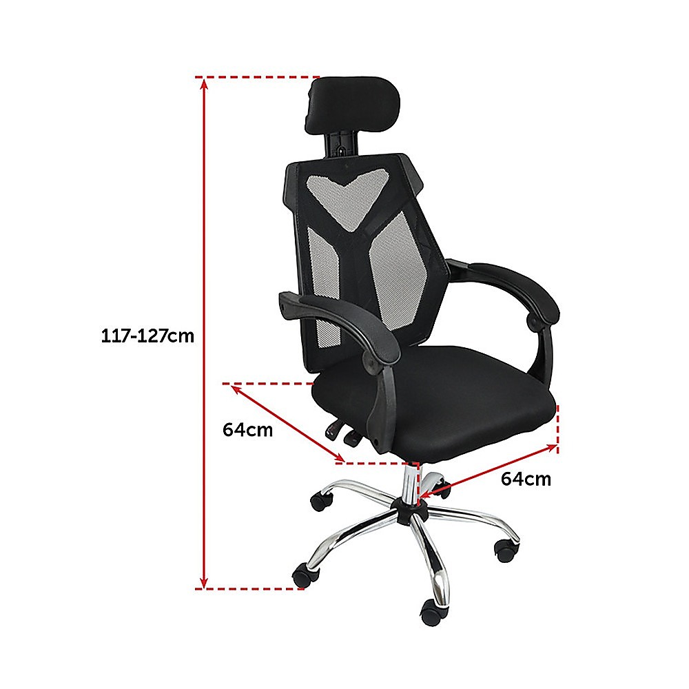 Office Chair Gaming Computer Chairs Mesh Back Foam Seat – Black