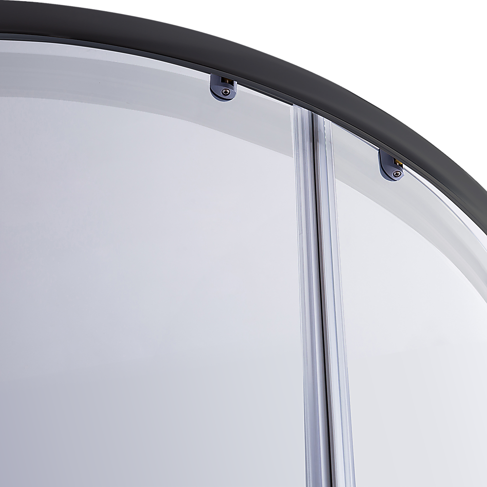 100 x 100cm Rounded Sliding 6mm Curved Shower Screen with Base in Black