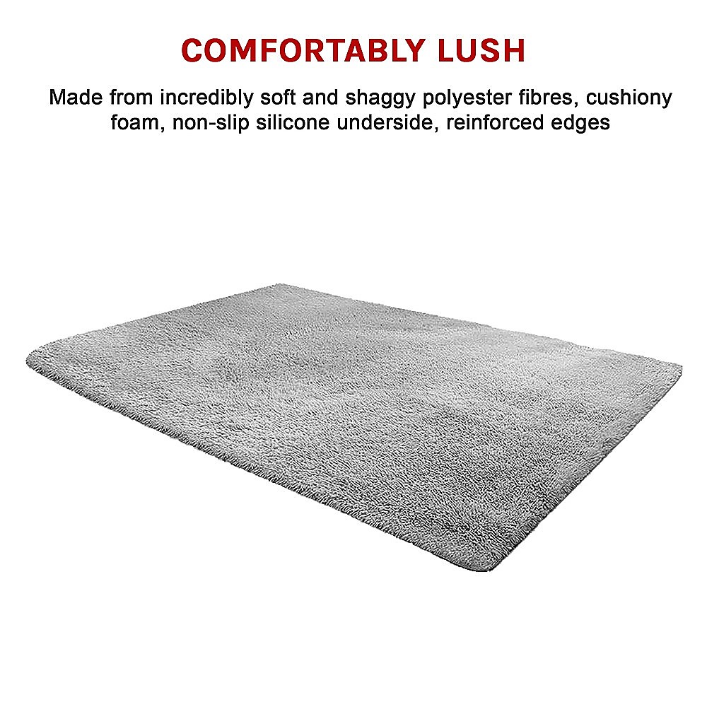 230x200cm Floor Rugs Large Shaggy Rug Area Carpet Bedroom Living Room Mat – Grey