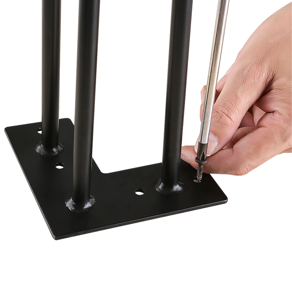 Set of 4 Industrial 3-Rod Retro Hairpin Table Legs 12mm Steel Bench Desk – 11cm Black