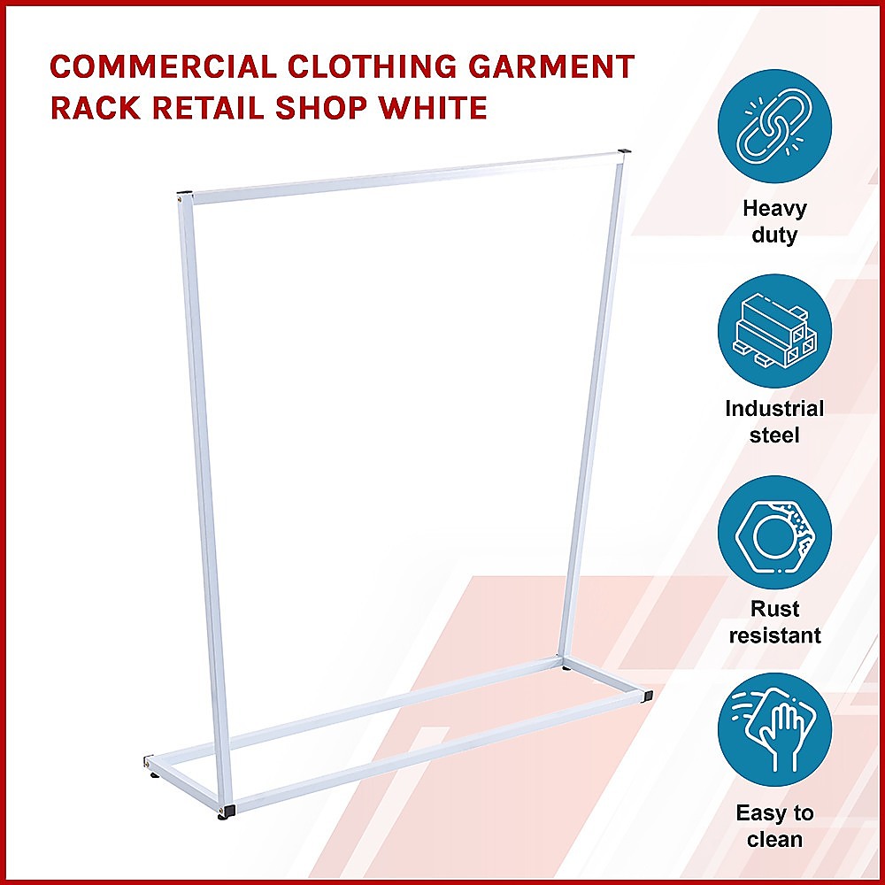Commercial Clothing Garment Rack Retail Shop White